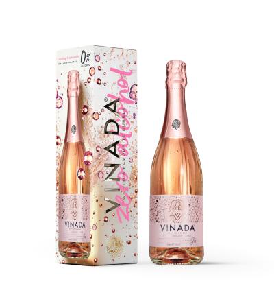 packshot VINADA Tinteling Tempranillo Rosé 0,0% in Giftbox.